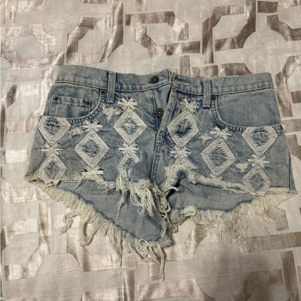 Carmar Blue Jean Shorts (LF Stores Denim) with Distressed Bohemian Style